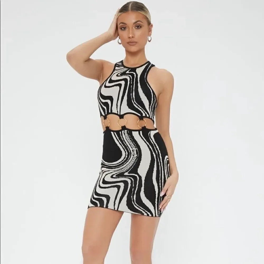 Abstract o-ring sweater dress